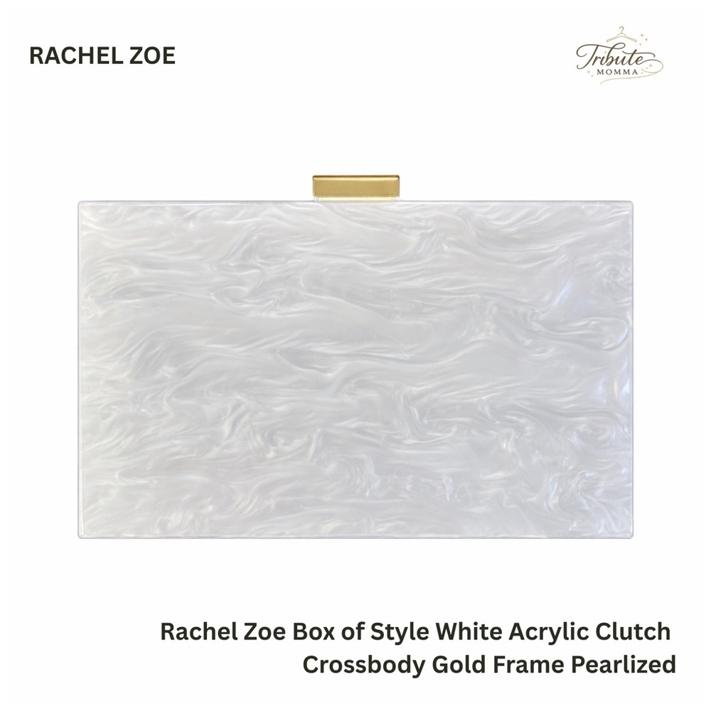 Rachel Zoe Pearlized White Clutch with Gold Accent
